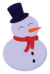 Image showing A cute-little snowman in hat and scarf vector or color illustrat