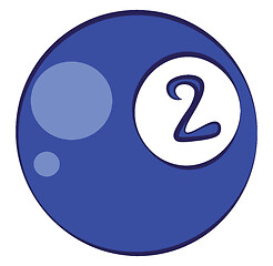 Image showing Number 2 billiard ball, vector color illustration.