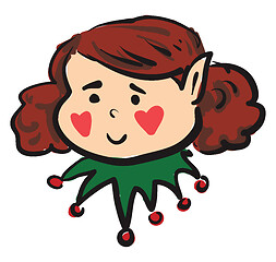 Image showing A female elf with green colorful dress vector or color illustrat