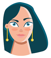 Image showing Beautiful girl with golden earrings vector or color illustration