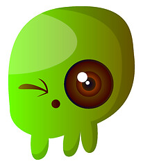 Image showing Green cartoon skull vector illustartion on white background