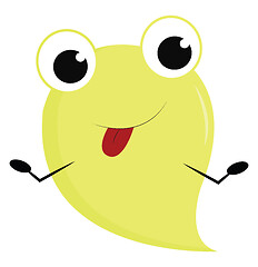 Image showing Yellow ghost monster with tongue print vector on white backgroun