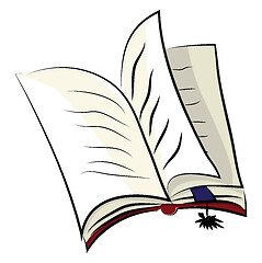 Image showing An open book with a blue page marker vector color drawing or ill