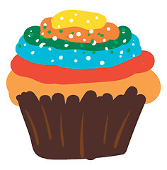 Image showing Multi-colored cartoon cup cake/Multi-colored cartoon muffins vec