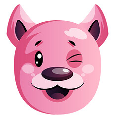 Image showing Happy pink cartoon puppy vectoe illustartion on white background