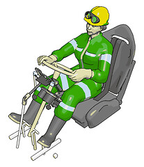 Image showing Car test dummy in green jump suit vector illustration on white b