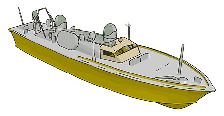 Image showing Simple vector illustration of an yellow and grey navy ship white
