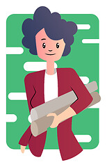 Image showing Cute cartoon businesswoman vector illustartion on white backgrou