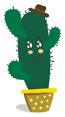 Image showing A smiling cute cactus plant emoji with arms is wearing a round t