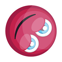 Image showing Happy deep pink emoji face leaned on the side vector illustratio