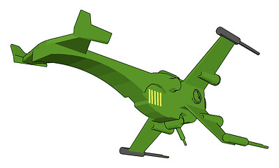 Image showing Green fantasy battle cruiser vector illustration on white backgr