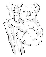 Image showing A black sketch of a koala climbing on the tree vector or color i