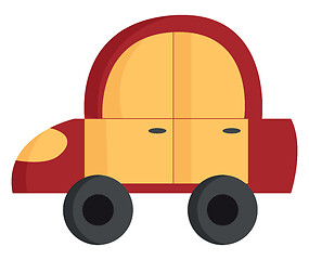 Image showing The red and yellow toy car vector or color illustration