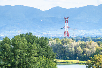 Image showing power pole in the landscape scenery