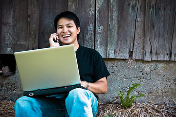 Image showing Asian student on the phone