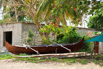 Image showing catamaran boat in beach in Nosy Be Madagascar