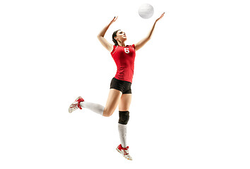 Image showing Female professional volleyball player isolated on white