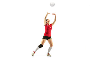 Image showing Female professional volleyball player isolated on white