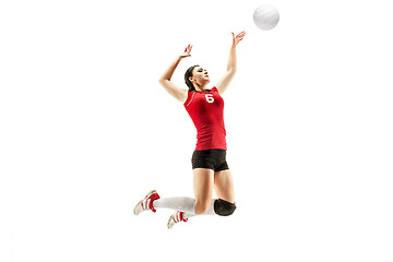 Image showing Female professional volleyball player isolated on white