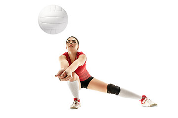 Image showing Female professional volleyball player isolated on white