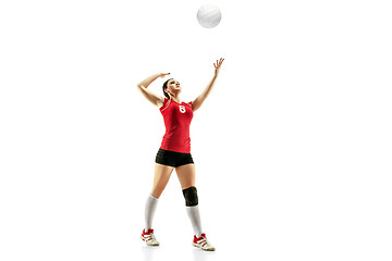 Image showing Female professional volleyball player isolated on white