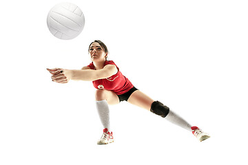 Image showing Female professional volleyball player isolated on white