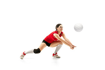 Image showing Female professional volleyball player isolated on white