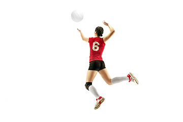 Image showing Female professional volleyball player isolated on white