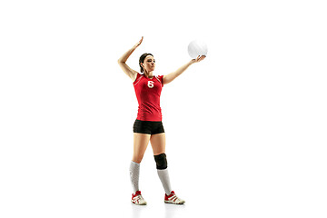 Image showing Female professional volleyball player isolated on white