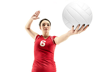 Image showing Female professional volleyball player isolated on white