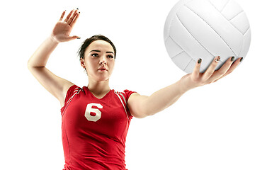 Image showing Female professional volleyball player isolated on white