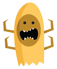 Image showing Finger-shaped yellow monster with fang teeth vector or color ill