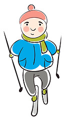 Image showing Child in a ski equipment illustration color vector on white back
