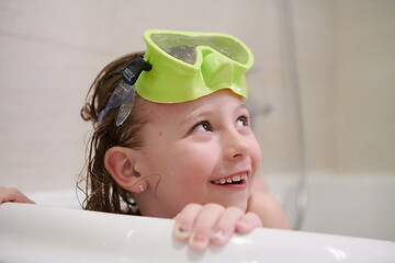 Image showing little girl with snorkel goggles