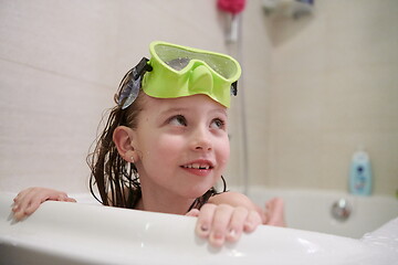 Image showing little girl with snorkel goggles