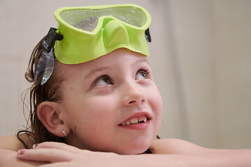 Image showing little girl with snorkel goggles