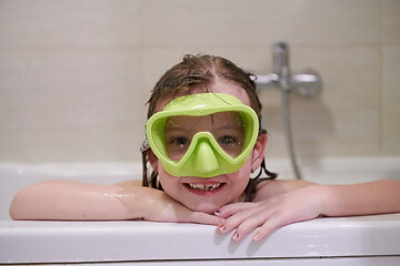 Image showing little girl with snorkel goggles