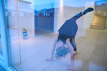 Image showing girl online education ballet class at home