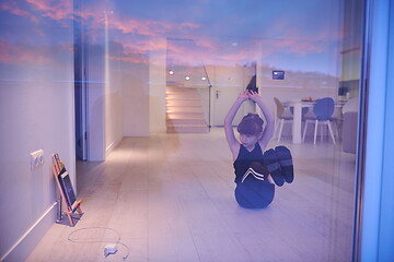 Image showing girl online education ballet class at home