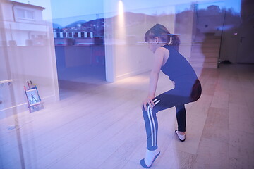 Image showing girl online education ballet class at home