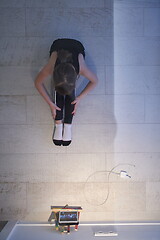 Image showing girl online education ballet class at home top view