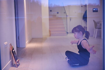 Image showing girl online education ballet class at home