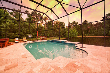 Image showing Swimming Pool at Sunset