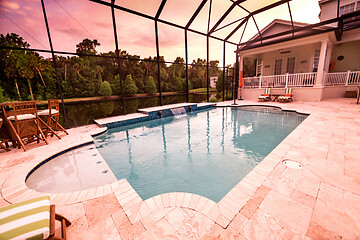 Image showing Swimming Pool at Sunset