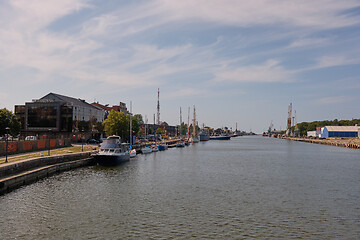 Image showing View from river canal bridge to Liepaja Harbor