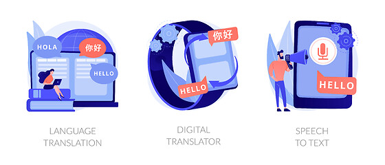 Image showing Multi-language translation devices vector concept metaphors.