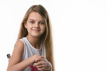 Image showing Portrait of a beautiful girl of ten years of European appearance