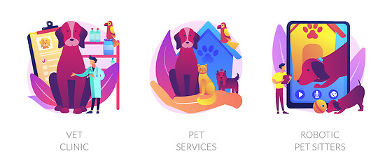 Image showing Pets medical service and entertainment vector concept metaphors