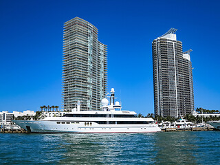 Image showing Yacht and Modern Buildings