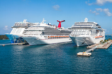 Image showing MCS Divina, Carnival Victory and Norwegian Escape Cruise Ships